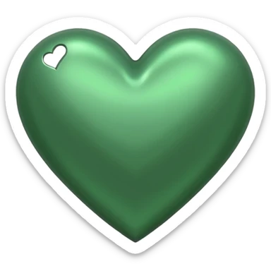 green heart with a metallic silver finish sticker