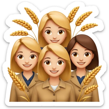 women happy satisfied in different angel with minimal wheat flying arround sticker