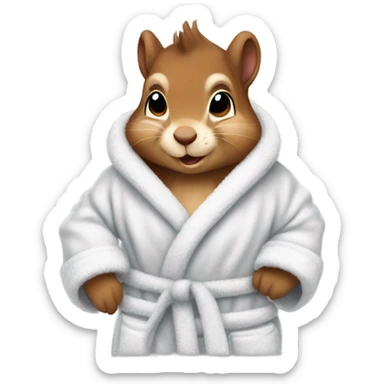 squirrel in bathrobe and slippers  sticker