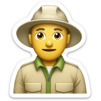 gardener pith helmet beige jacket bush sticker