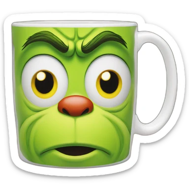 Grinch face shaped mug yellow eyes sticker