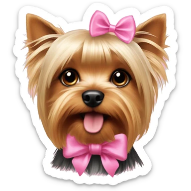 Yorkshire terrier with pink bow sticker