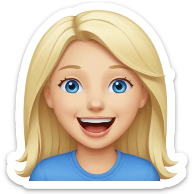 blue eyes blonde girl LAUGHING LOUDLY GIF sticker