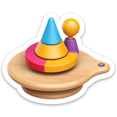spinning top toy with motion lines, fun and friendly sticker