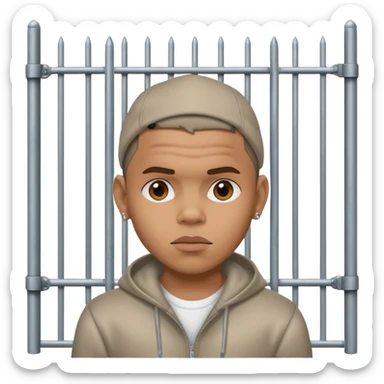 Chris brown standing in front of a gate  sticker