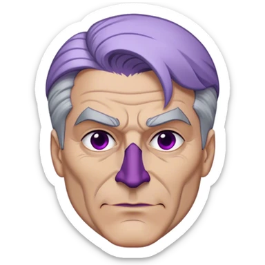 two-face, harvey dent, batman villian, right side of face purple, grey hair sticker