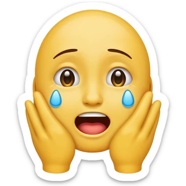 Crying emoji with hand on face crawled make it look like it’s laughing  sticker
