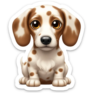 fuzzy ear mini weiner dog spotty dapple cream and brown  sticker