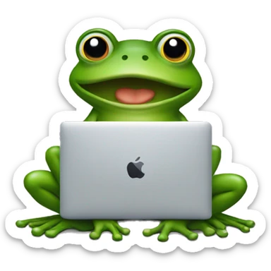 frog working macbook sticker