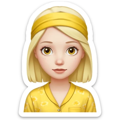 women in yellow pyjamas with headband sticker