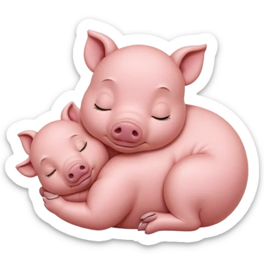 Sleeping Piglet – tiny pink pig curled up, eyes closed sticker