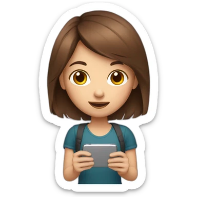 brown hair girl with smartphone sticker
