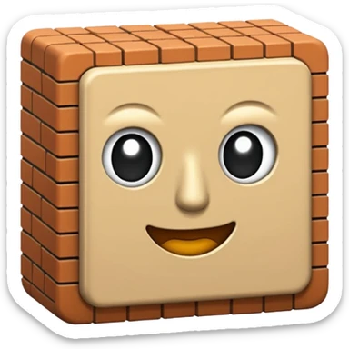 a fuzzy brick sticker