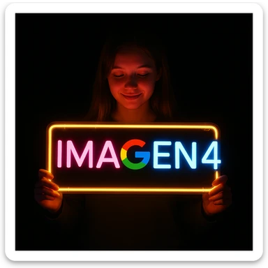 make a girl holding this sign, but sign in made of neon sticker