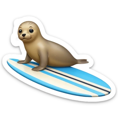 Seal on a surfboard  sticker