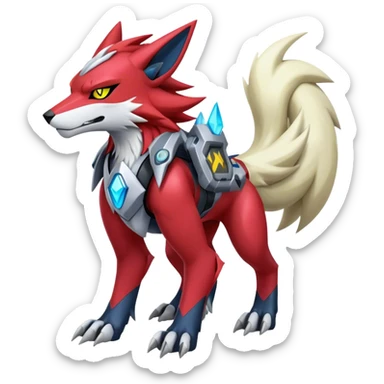  Cool Edgy Godly Digimon-Zoroark-Zeraora-Lycanroc-Medabot full body sticker