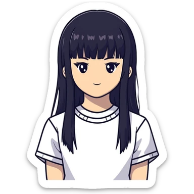 anime girl with black bangs sticker