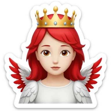an angel with a red crown on her head, 4 wings sticker
