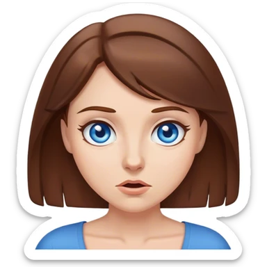 mulher de cabelo castanho e pele clara, e olhos azuis, dando de ombros sticker