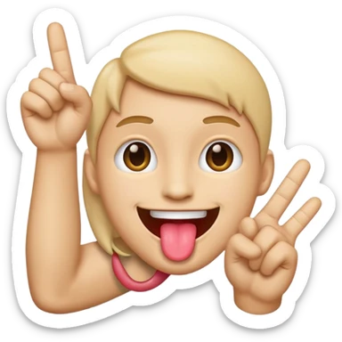 emoji with tounge out and hand to the side sticker