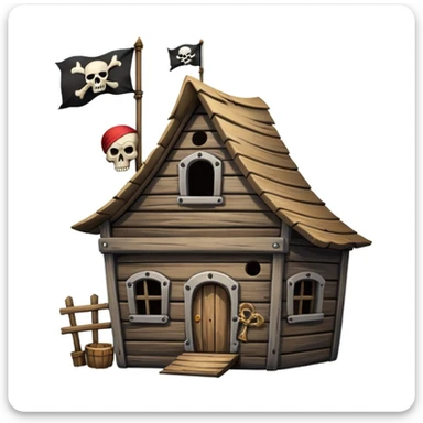 old pirate's house with skull flag sticker
