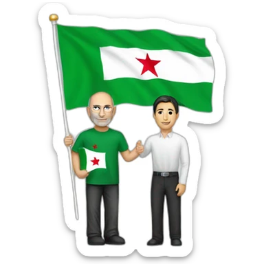 Steve jobs holding algerian flag sticker