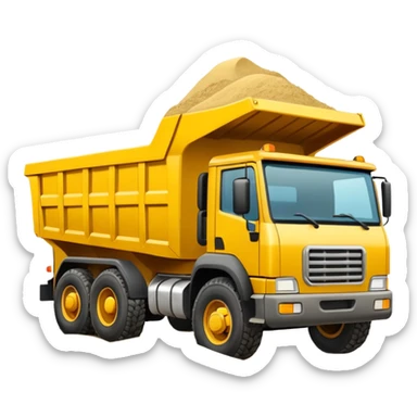 Draw a yellow dump truck with an open bed full of sand or gravel. sticker