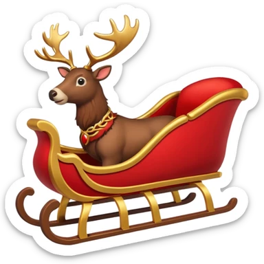Santas sleigh with Santa in it and deer leading it  sticker