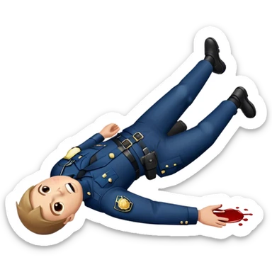 one police officer laying dead on the ground in the prone position sticker