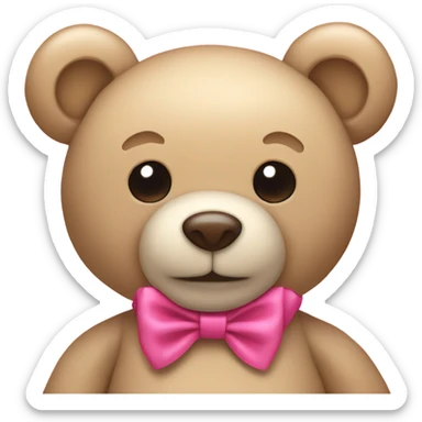 Beige teddy bear with pink bow on its head  sticker