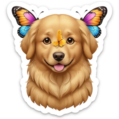 a portrait dog with butterflies sticker