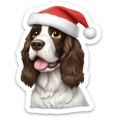 Springer spaniel with Santa hat sticker