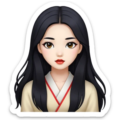 Walking girl with long black hair and very beautifull with Korean makeup.  sticker