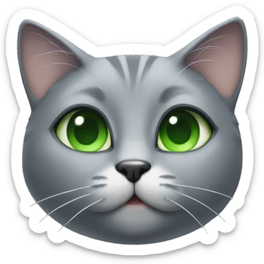grey cat with green eyes giving a kiss sticker