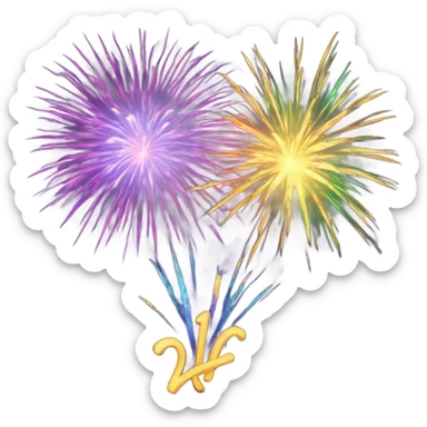 Happy New Year fireworks sticker