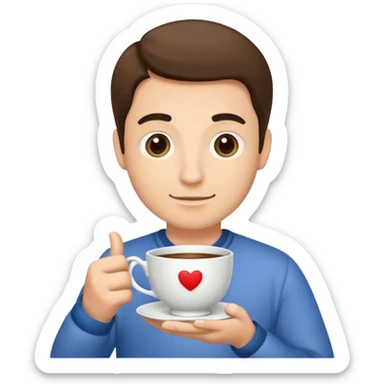 man holding teacup sticker