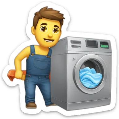 homme faire ménage machine à laver sticker