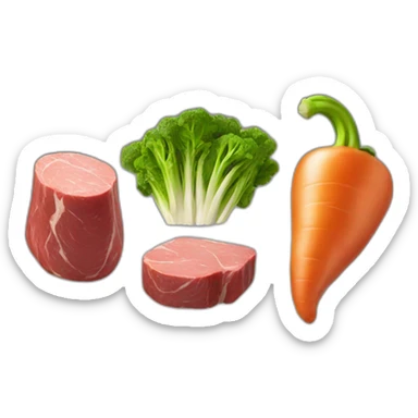 3d sketch meat and two veg sticker