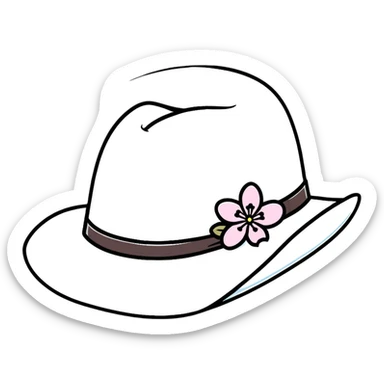 White cowgirl hat with pink cherry blossoms sticker