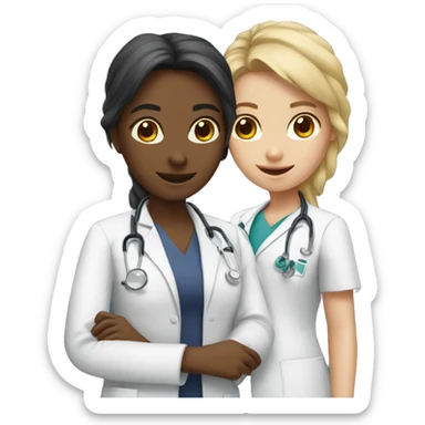 Medical students 2 girls sticker