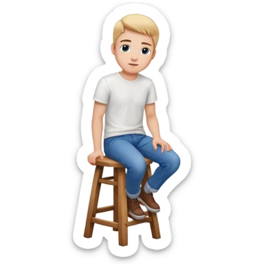 a person sitting on stool with backs turned

 sticker