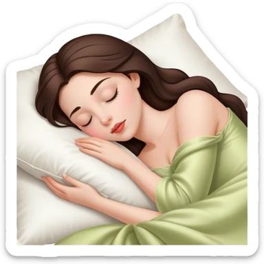 sleeping beauty brunette white girl with a silk pillow sticker