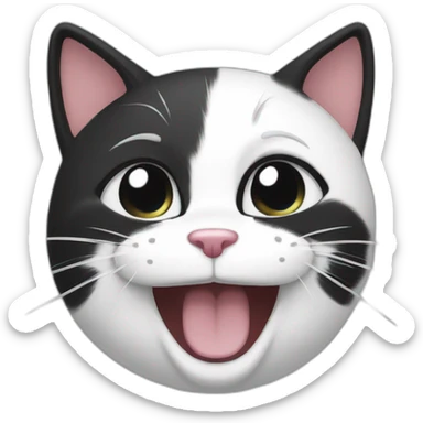 laughing to tears black and white cat sticker