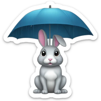 a rabbit under an umbrella  in the rain sticker