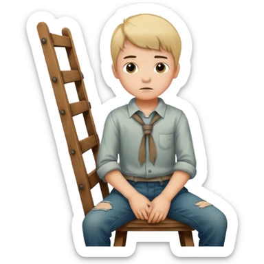 Boy tied to chair sticker