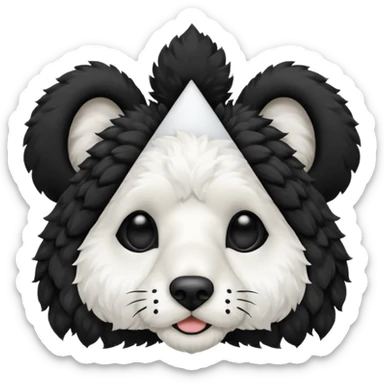 black and white cockapoo - give him a white chest, black ears and black fur covering his eyes, but then a white snout and an upside down white triangle-shaped patch of fur on his forehead sticker