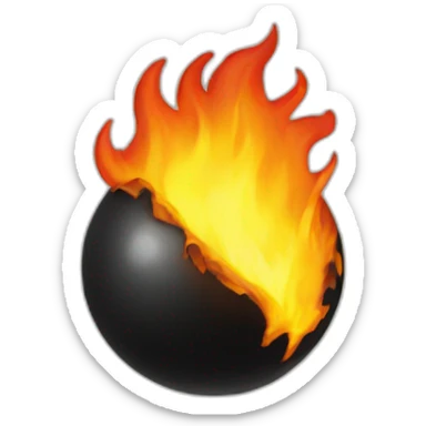 Black ball fire sticker