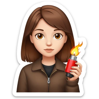 brown hair girl gas lighter sticker