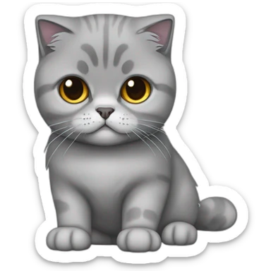 all grey Scottish Fold Cat long hair broken ear sticker