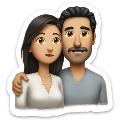 Tall man with black hair kissing woman with brown hair sticker